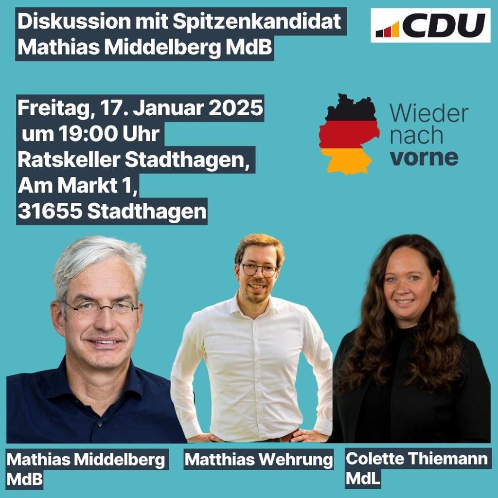 Einladung zum Talk mit Mathias Middelberg MdB und Colette Thiemann MdL